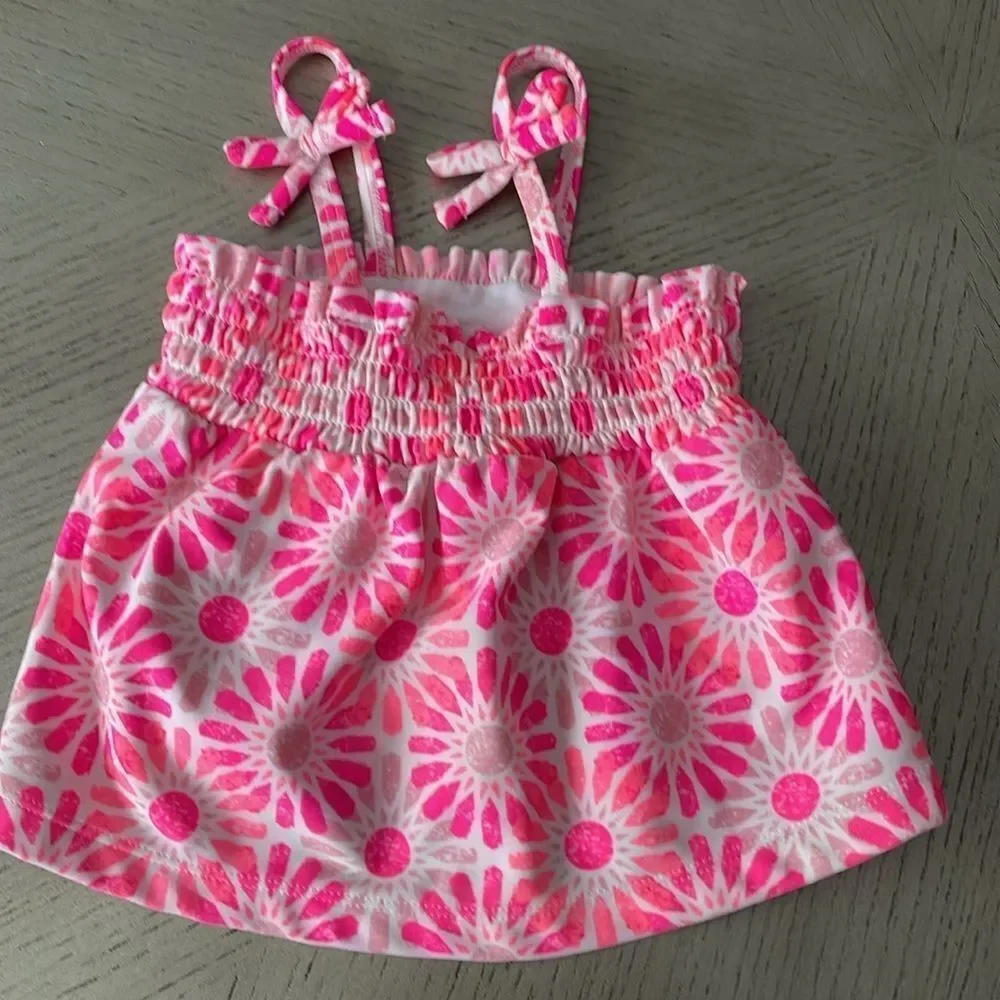 Oshkosh B'gosh Smocked Flower Tankini Swimsuit size 24 months